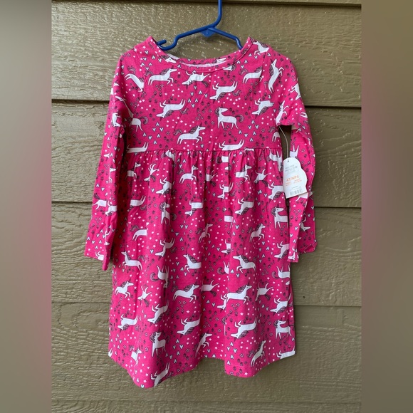 Wonder nation Stay Magical Girls Long Sleeve Pocket Dress sz 4T unicorn print. - Picture 1 of 6